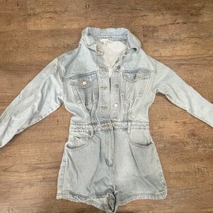 Small jean romper - comfy and cute, great for summer or fall look!